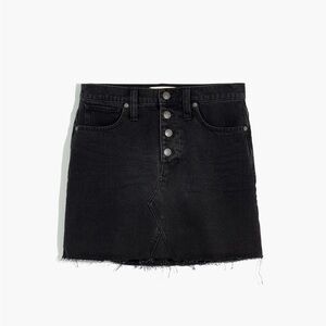 Madewell Rigid Denim A-Line Mini Skirt in Lunar Wash: Button-Front Edition